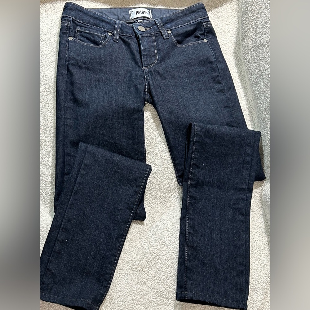 SALE! Paige NWOT Skyline Skinny Jeans 24 Waist Low Rise Dark Blue